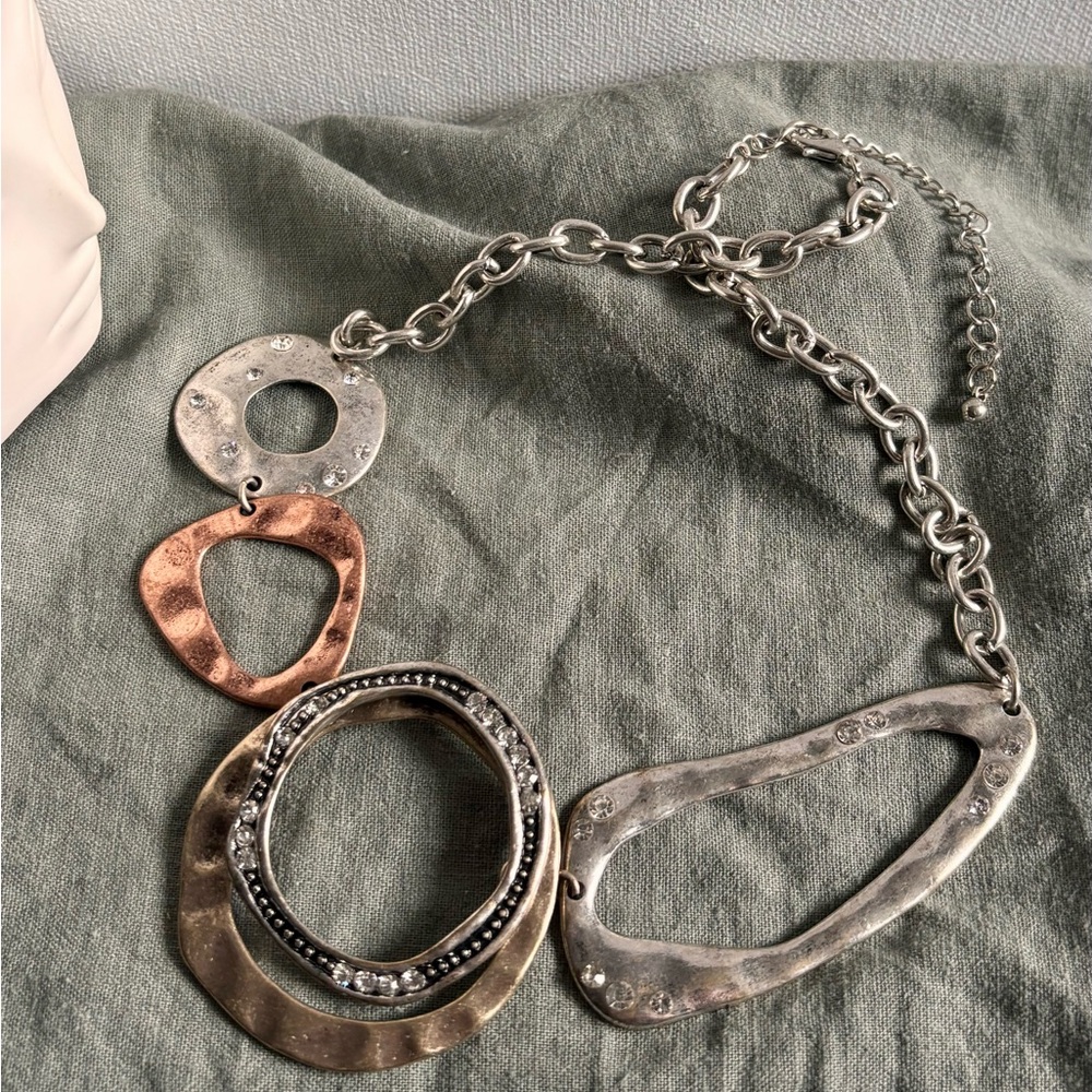Mixed Metal Statement Necklace - Silver & Rose Gold
